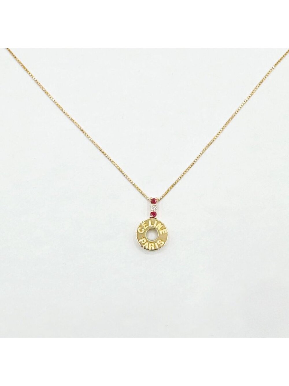 Celine Ruby Diamond Yellow Gold Necklace 42 cm - Picture 5 of 6